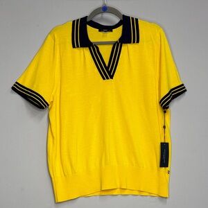 Tommy Hilfiger Yellow Knit Polo with Navy Trim